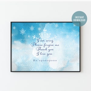 Ho&#39;oponopono Prayer Art Print, Hooponopono Wall Art, Ho&#39;oponopono, Hawaiian prayer Wall Print, Horizontal Ho&#39;oponopono Art, Digital Download