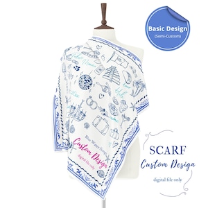 Custom Scarf Design – Based on Existing Artwork - Basic Design (Semi-Custom) | Personalized Digital Scarf Design