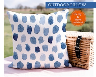 Blue Watercolor Outdoor Pillow: UV & Water Resistant Cushion