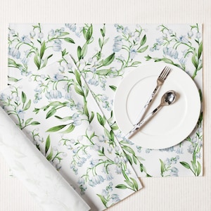 Lily of The Valley Placemats, Flower placemats, Spring Summer Floral Placemats, Watercolor Botanical Spring Placemats, Spring Decor