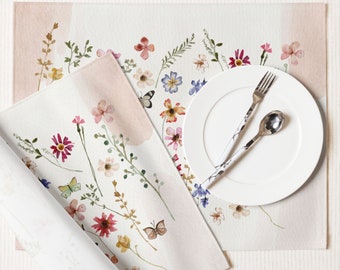 Aquarell Wildblumen Blumen Tischsets: Frühling botanische Tischdekoration