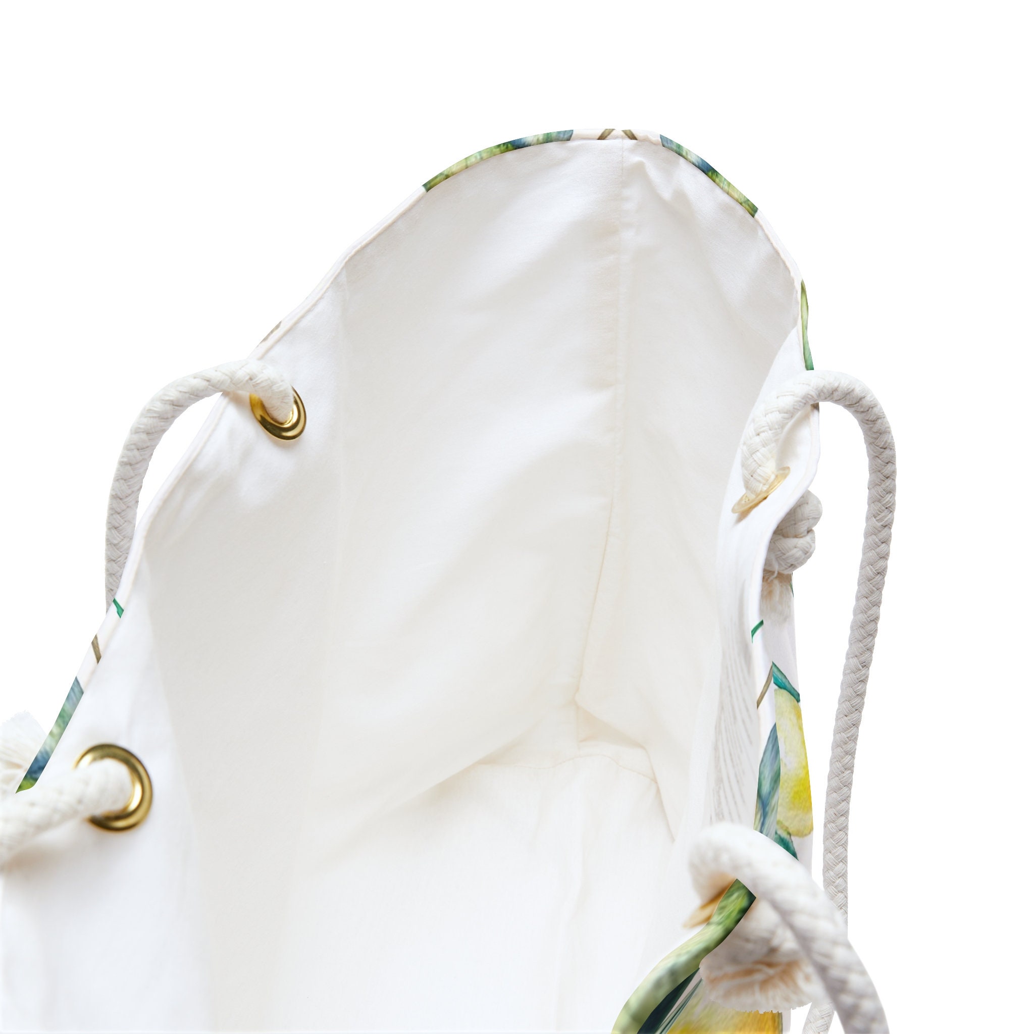 Yellow Lemon Beach Bag, Watercolor Lemon Large Tote Bag