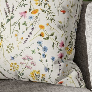 Wildflowers Pillow Covers, Watercolor Spring Summer Pillow Cover, Colorful Flower Pillowcase, Farmhouse Throw Pillow, Spring Home Decor image 5