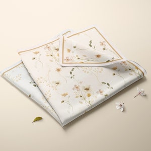 Botanical Silk Scarf: Wildflower Print, Square Habotai Scarf