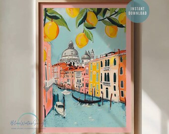 Italia Summer Lemon Poster Print, Italia poster, Italy wall art, Travel Print, Lemon Tree Wall Art Prints Digital Download