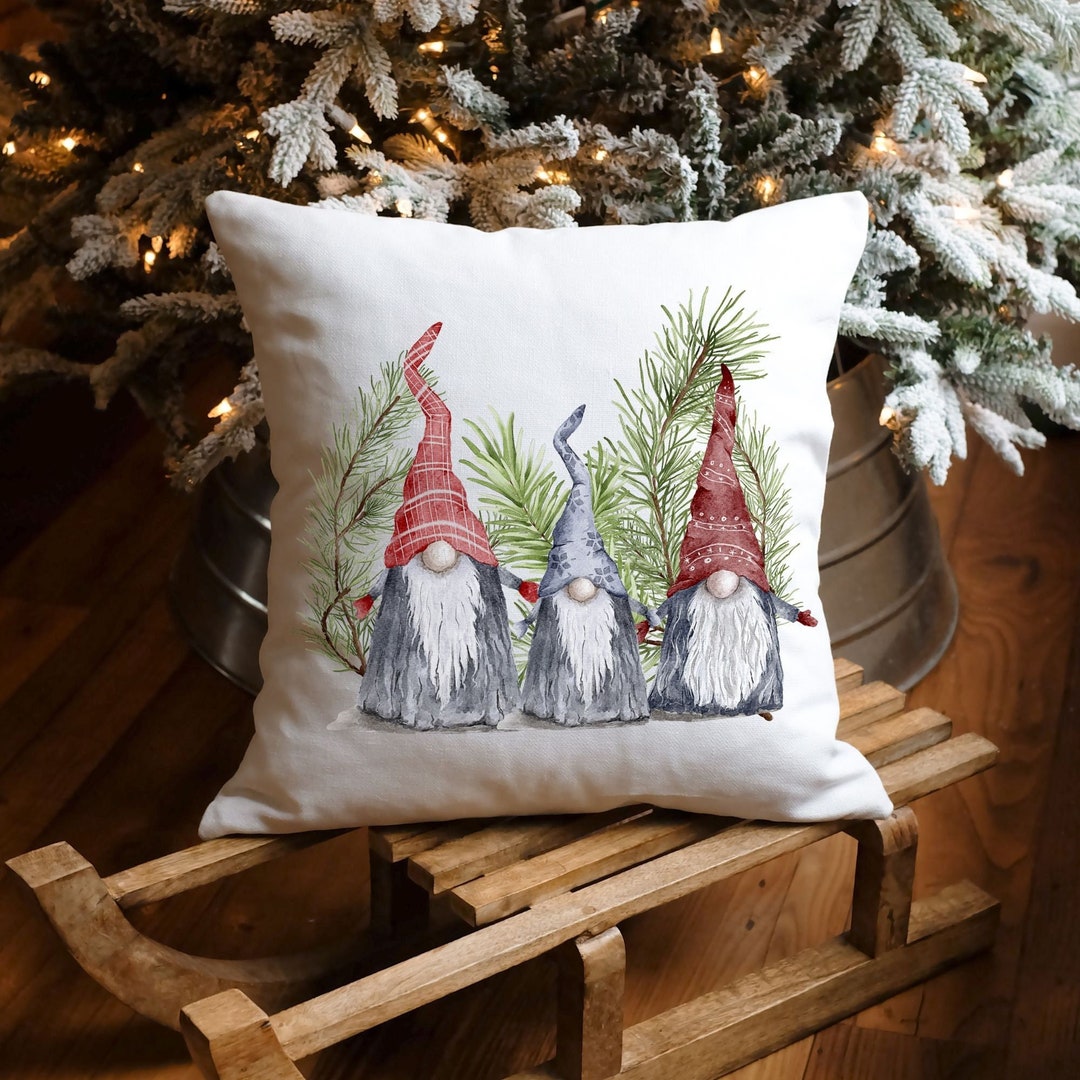 GNOMES Christmas Pillow, Gnome Pillow Cover, Christmas Throw Pillow