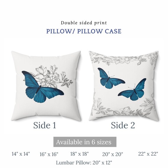 Vintage Blue Butterfly Pillow Almohada de insectos Almohada floral Cottagecore Decor Almohada Goblincore Regalo para amantes de la naturaleza Decoracion vintage Etsy Espana