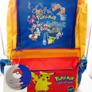 Sac à dos pour enfants POKEMON 15 pouces cartable 2000 Hasbro Nintendo vintage Rare neuf avec étiquettes ancien stock emballé Original