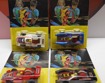 Lot 4 Magic Wheel Super Racing Car Die-Cast Metal White Blue Black Red Darda Stratos Formula Replica Taiwan Push Back 80s Vintage Sealed