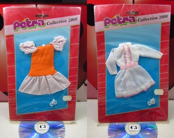 Lot 2 PETRA Doll Clothes Outfit Fashion Collection Dress Shoes Plasty Lundby 80s Vintage OVP