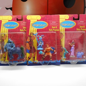 Lot 3 Disney HERCULES Man Of Myth Action Figure Sets Vintage 90s Nessus Hermes Megara Pain Panic, Sealed New