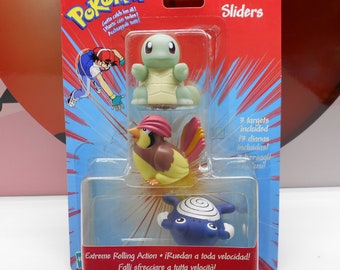POKEMON SLIDERS 7 Squirtle 17 Pidgeotto 61 Poliwhirl 2000 Nintendo Hasbro OddzOn ROLLING Action Figurine Figure Vintage
