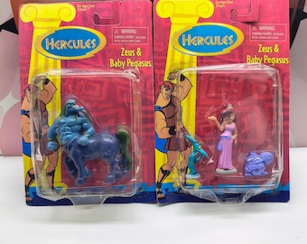 Lot 2 Disney HERCULES Man Of Myth Action Figure Sets Vintage 90s Nessus Megara Pain Panic Sealed New