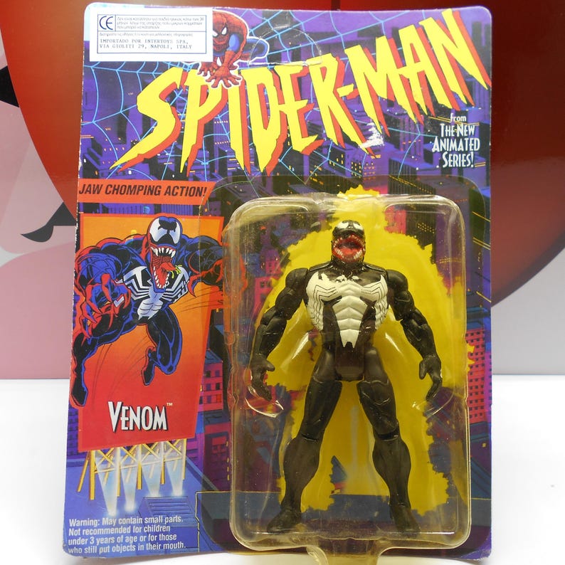 Spiderman VENOM New Animated Series Action Figure Toy Biz 90s Vintage Rare European Sealed image 1