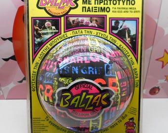 Official BALZAC Balloon Ball Heavy Duty Outdoor Indoor 1989 Catco Primo Greek Vintage Rare Black Colorful