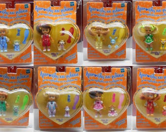 Lot CUDDLES and KISSES 8 Pocket Doll Littlest Pet Greek Hasbro Giochi Preziosi 90s Agapoules Filakia Coccole e Baci Vintage Sealed B