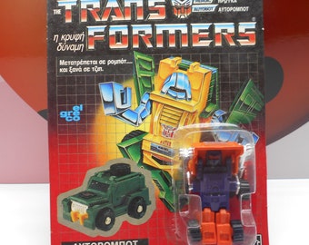 TRANSFORMERS G1 HUFFER Card Error Autobot Action Figure 1985 Greek El Greco Hasbro Sealed Original Vintage Rare