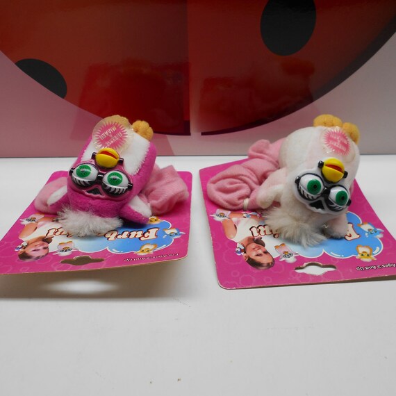 Lot 2 FURBY Soft Scrunchie Hair Band Plush Pink White Hasbro Greek