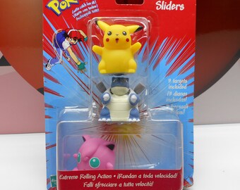 POKEMON SLIDERS 25 Pikachu 39 Jigglypuff 9 Blastoise 2000 Nintendo Hasbro OddzOn ROLLING Action Figurine Figure Vintage