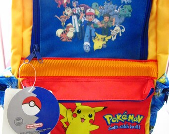 POKEMON Kids Backpack 15in School Bag 2000 Hasbro Nintendo Vintage Rare New  With Tags Old Stock Wrapped Original