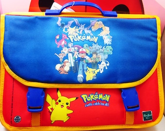 POKEMON Kids Backpack 14in School Bag Briefcase 2000 Hasbro Nintendo Vintage New Old Stock Wrapped Original