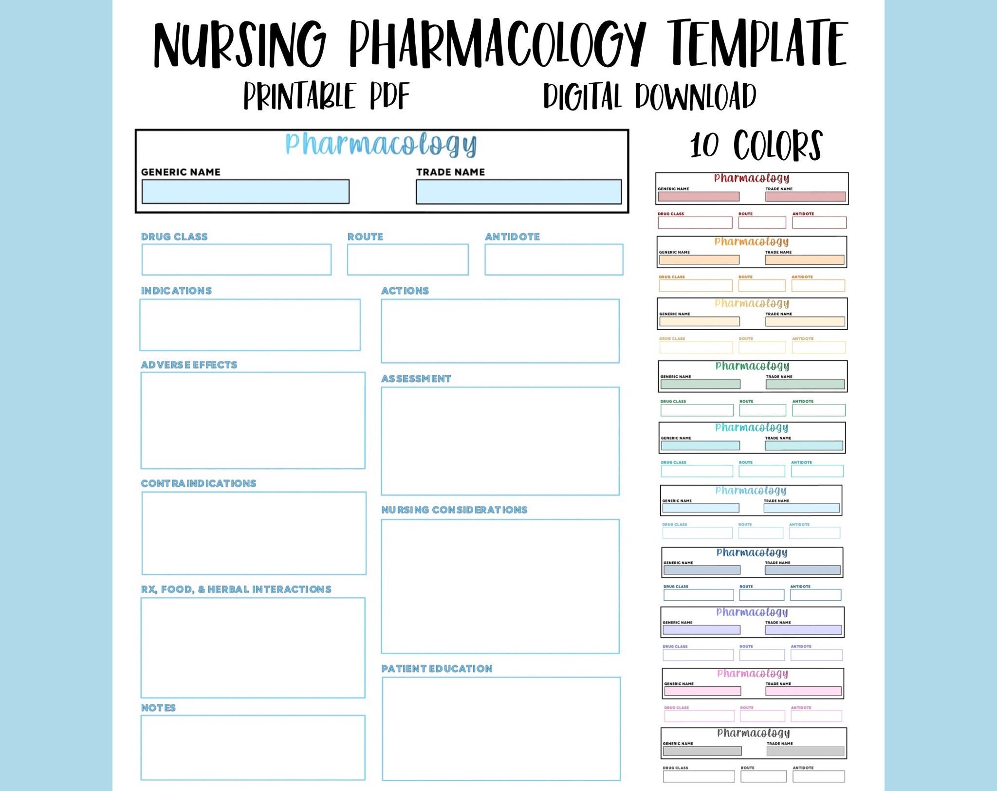 Nursing Drug Card Template Free