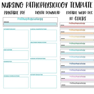Printable Nursing Pathophysiology Template Editable Disease - Etsy