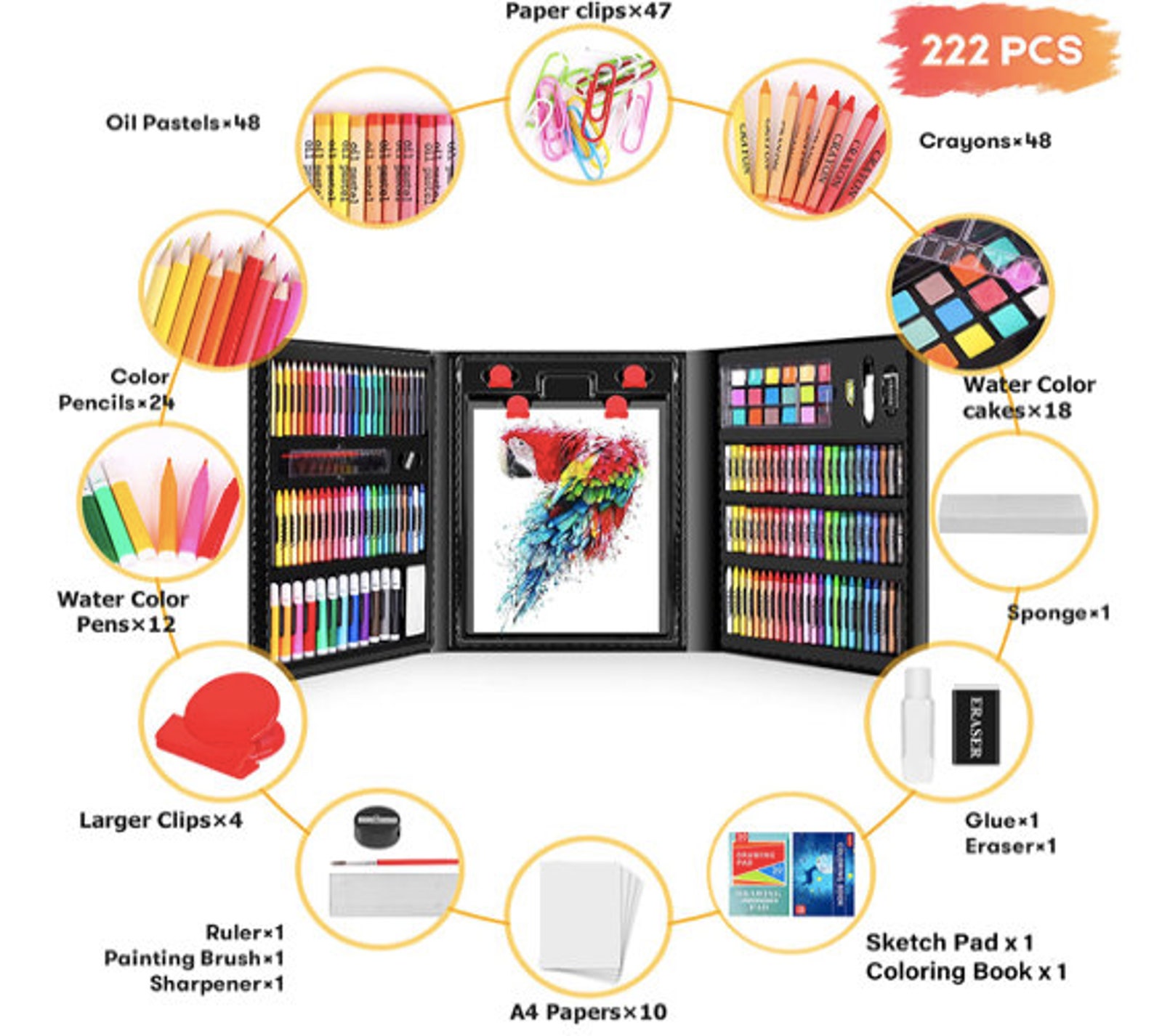 222 Pack Drawing Kits Art Supplies for Kids Girls Boys Teens Artist