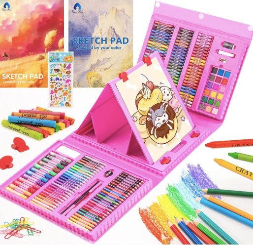 240-piece Drawing Art Kit, Gifts Art Set Case With Double Sided Trifold  Easel, Includes Oil Pastels, Crayons, Colored Pencils, Watercolor 