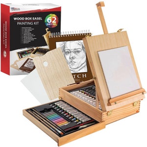 105 Piece Wooden Art Set Crafts Drawing Supplies Painting Kit with Beech  Wooden Case Professional Paint Artist Set for Teens Artist Kids and Adults