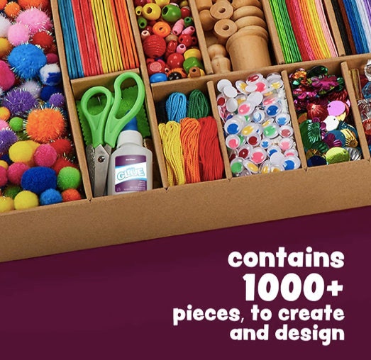 Willstar 1000+PCS Kids Crafts Supplies Set Giftable Craft Box DIY Craft  Supplies for Toddlers School Homeschool