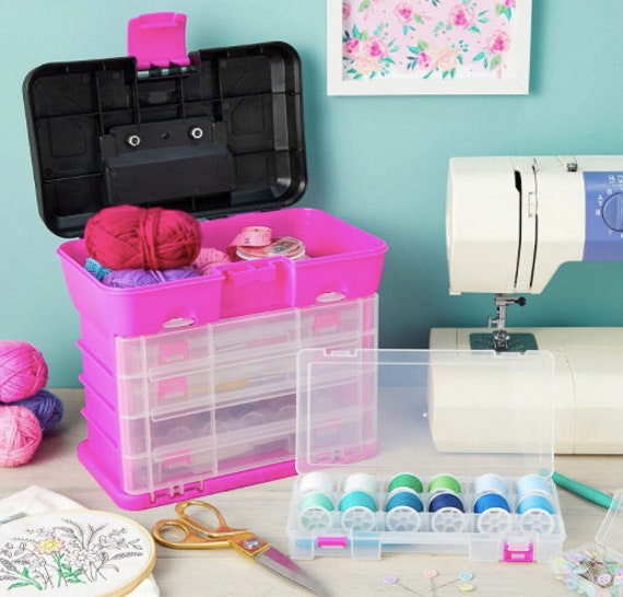 Pink Tackle Box, 4 Drawer, 13 Compartment Tool Storage Organizer