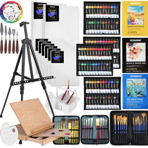 Essenburg 160 Pcs Acrylic Paint Set With Easel/ Paint Party Kit/ Kids Paint  Set/ Adult Sip and Paint Party Kit 