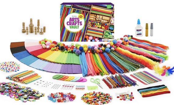 Arts and Crafts Vault 1000 Piece Craft Kit Library Box for Kids All Ages  Crafting Supply Set Kits Gift Ideas Preschool Project Activity 