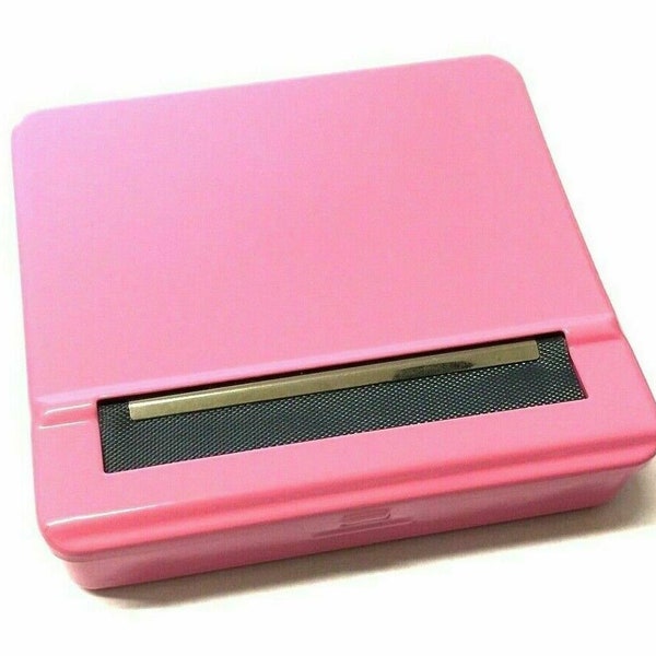 Pink Automatic Rolling Box, Cigarette Rolling Machine Portable Metal Box for Rolling Tobacco, Smoking Roller and Storage Case