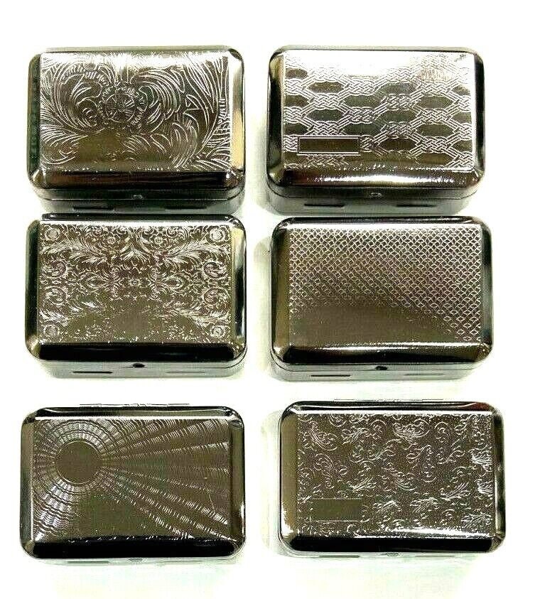 metal cigarette tin Tobacco Tin With Paper Holder Black Gun Metal Finish 6 Designs metal cigarette tin Tobacco Tin With Paper Holder Black Gun Metal Finish 6 Designs
