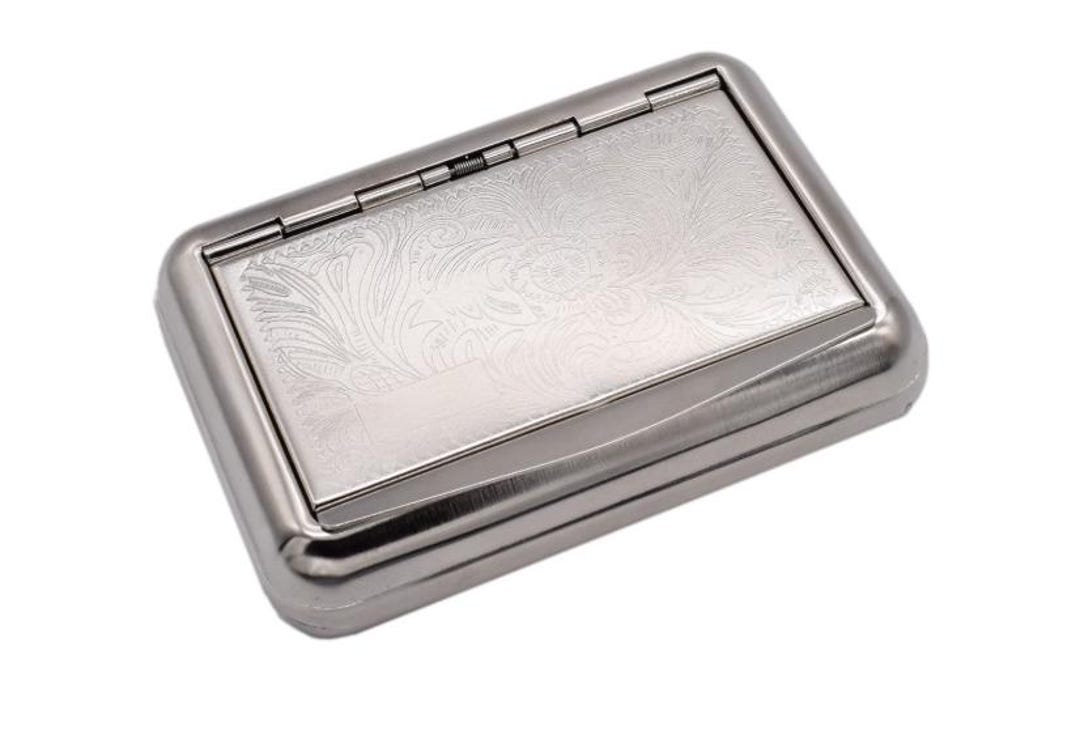 Metal Tobacco Tin and Cigarette Case for Roll Ups With Paper Holder