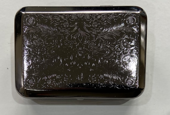 tobacco tin with paper holder Tobacco Tin With Paper Holder Black Gun Metal Finish 6 Designs