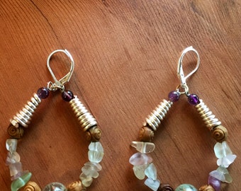 Fluorite hoop earrings