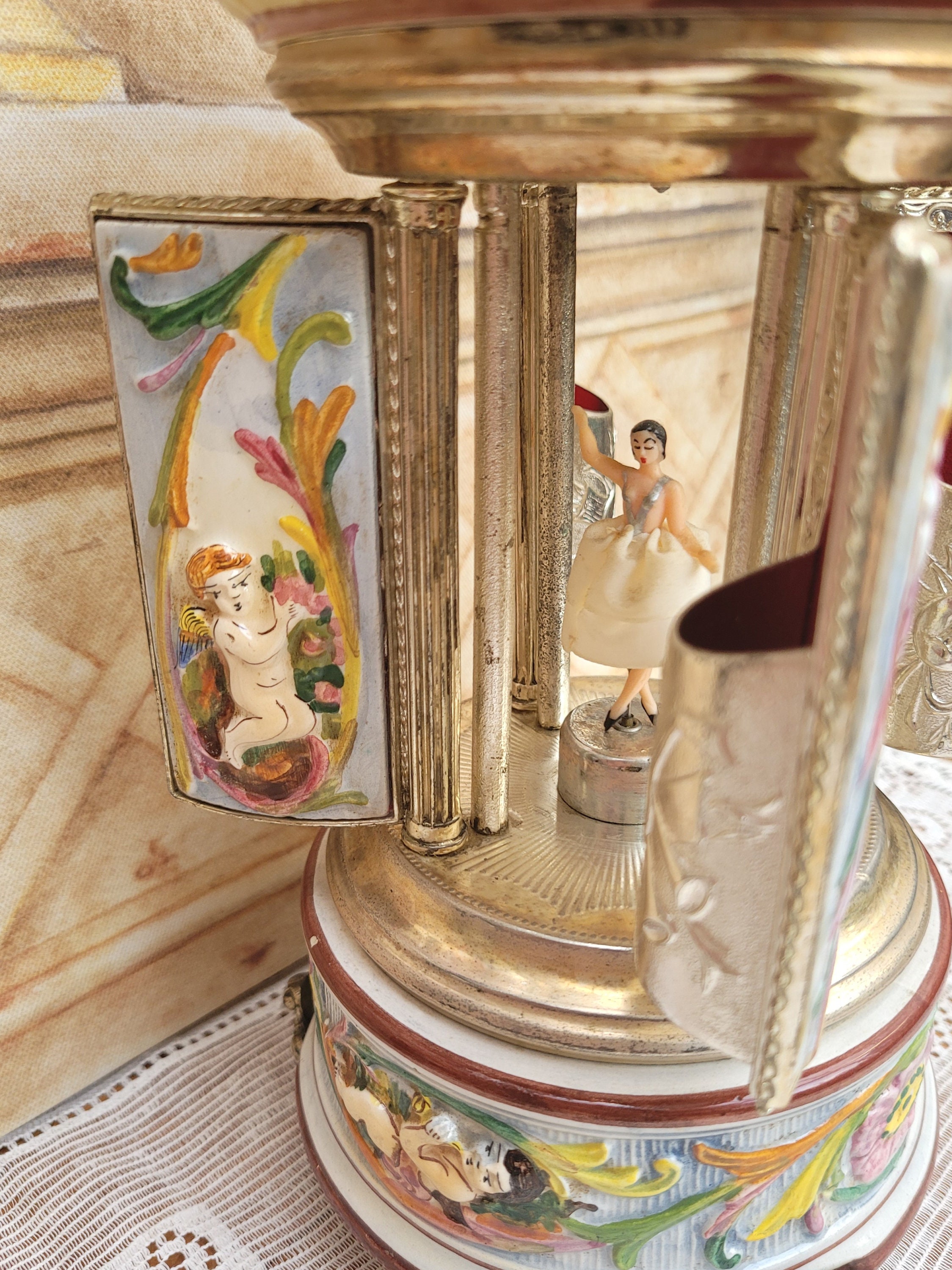 Vintage Capodimonte Swiss Reuge Musical Lipstick Carousel Dr Etsy UK