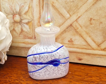 Iridescent Art Glass Butelka na perfumy z niebieskiego szkła z motywem artystycznym