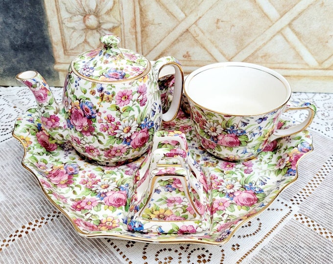 Royal Winton 6pc Breakfast Set SUMMERTIME Chintz Teapot Toast Tray Etsy