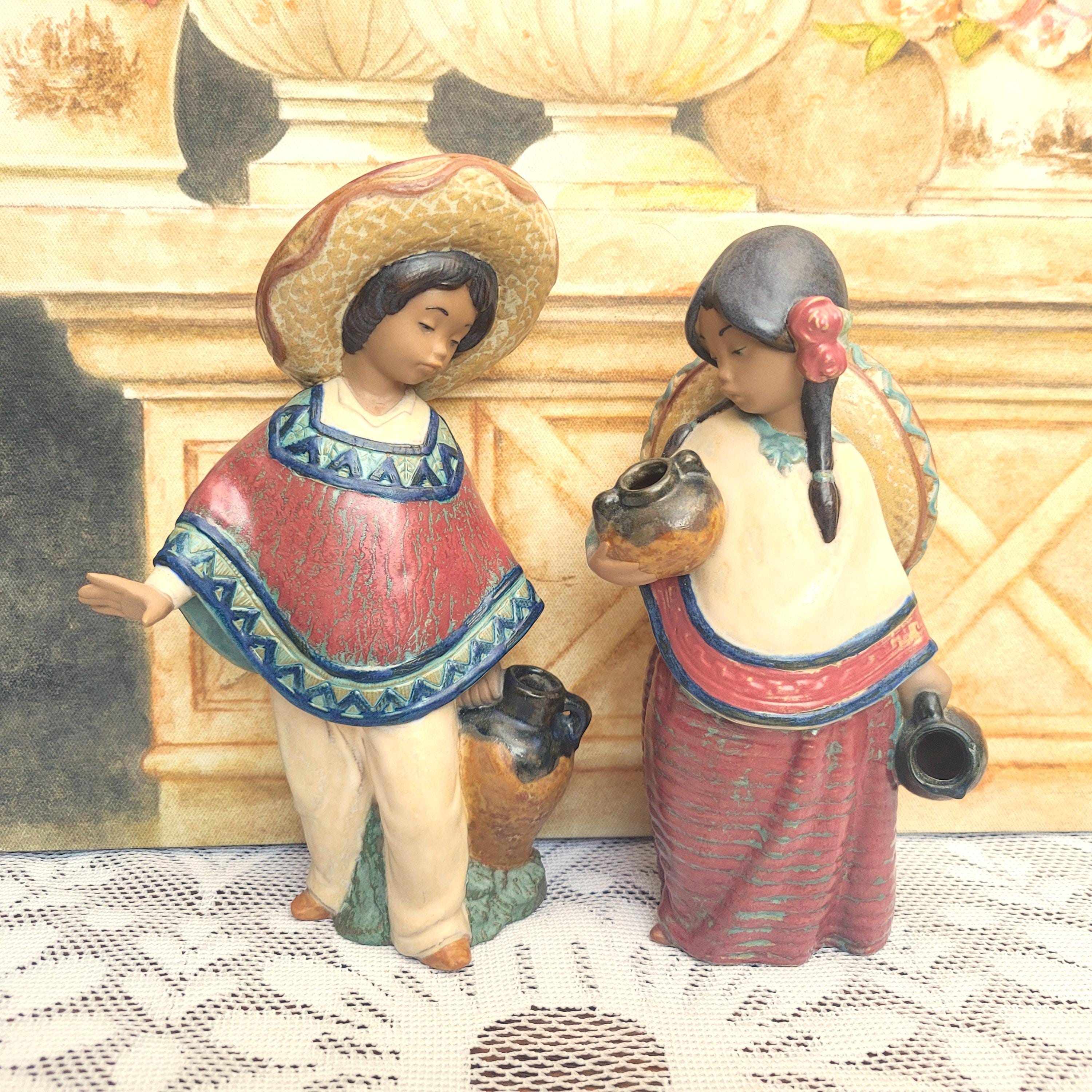 Lladro Gres Figurines 12140 Pepita With Sombrero & 12141
