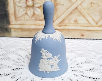 Wedgwood Blue Jasperware Christmas Bell, 1996 Year Bell Made in England