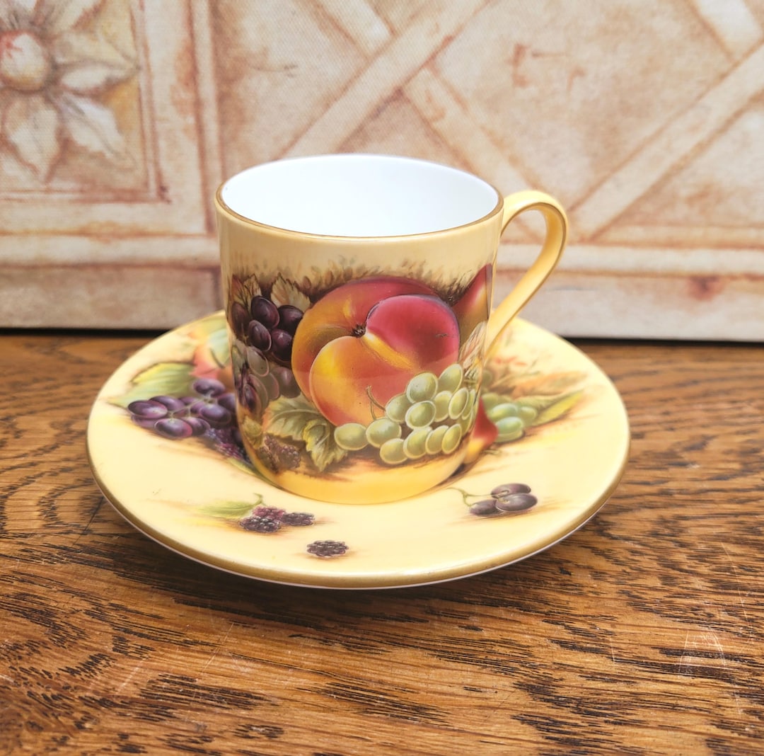 Aynsley Orchard Gold Coffee Can Cup and Saucer, Bone China England