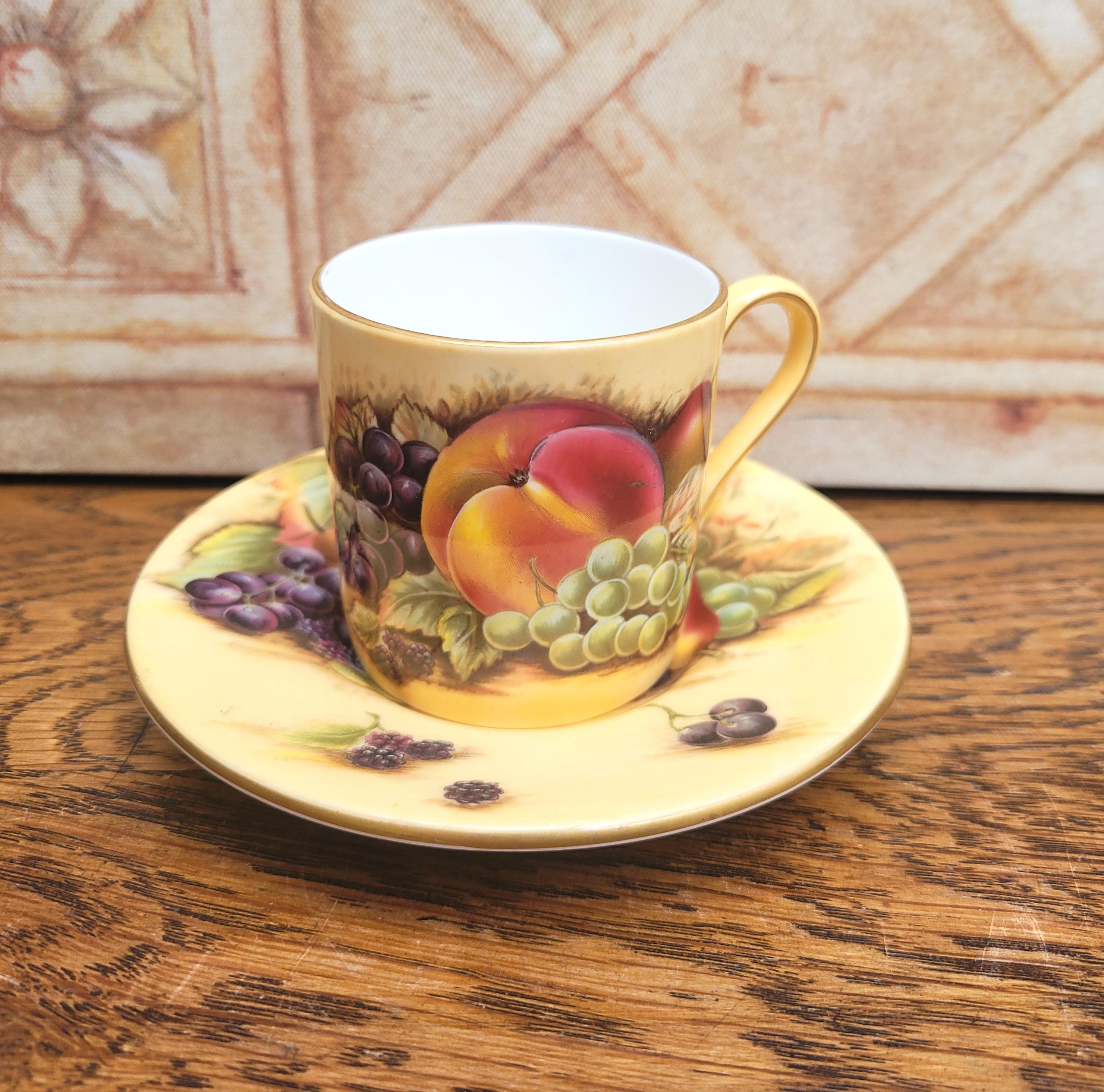 Aynsley Orchard Gold Coffee Can Cup and Saucer, Bone China England
