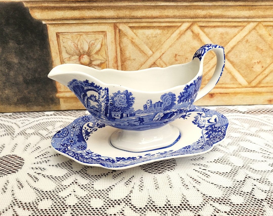 Spode Blue Italian Gravy Boat and Stand Blue & White Etsy