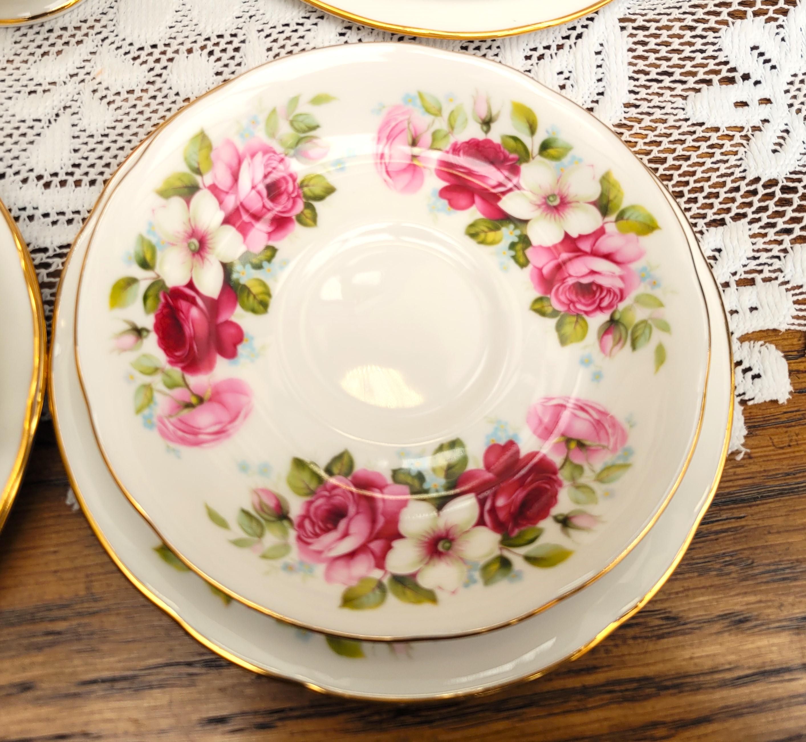 Vintage Queen Anne Tea Set: Pink Roses Bone China, England, 21
