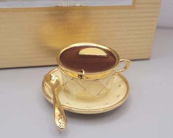 Estee Lauder Tea Cup Solid Perfume Pleasures Compact, nieużywany i w pudełku