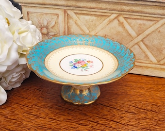 Aynsley Bone China Small Cake Macaroon Stand, 7840 Floral & Gold Leaf.